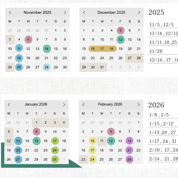 来年6月までのイベントカレンダーをダウンロード